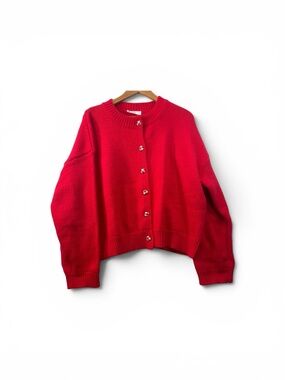 Talulah Red Cardigan Sweater Women’s Size 1X Plaid Button Detail NWOT Cozy